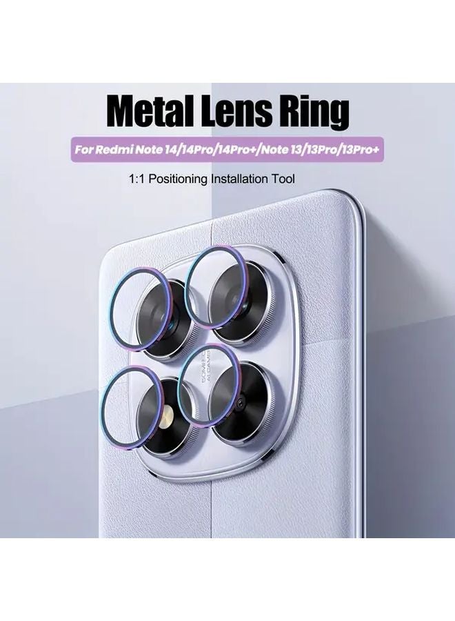 Multicolored Metal Lens Glass Ring Protector Case Compatible with Xiaomi Redmi Note 13 Pro Plus - Image 2